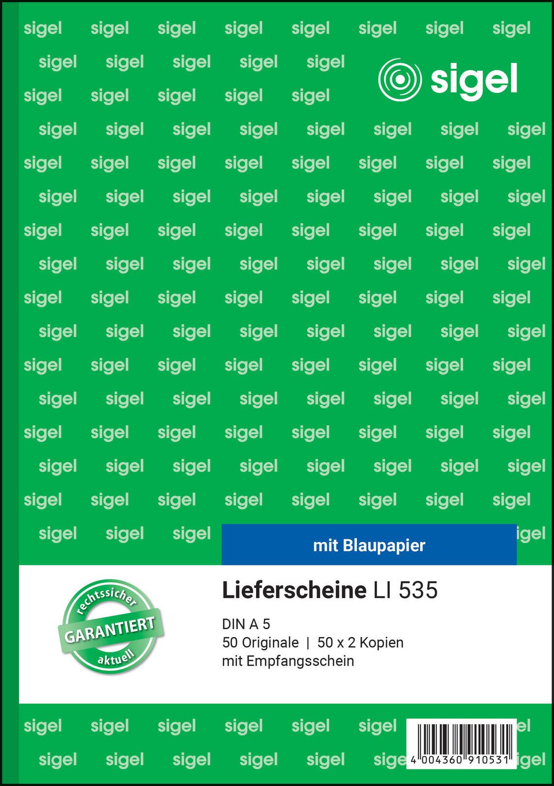 SIGEL Formularbuch Lieferschein mit Empfangsschein DIN A5 3x 50 Seiten