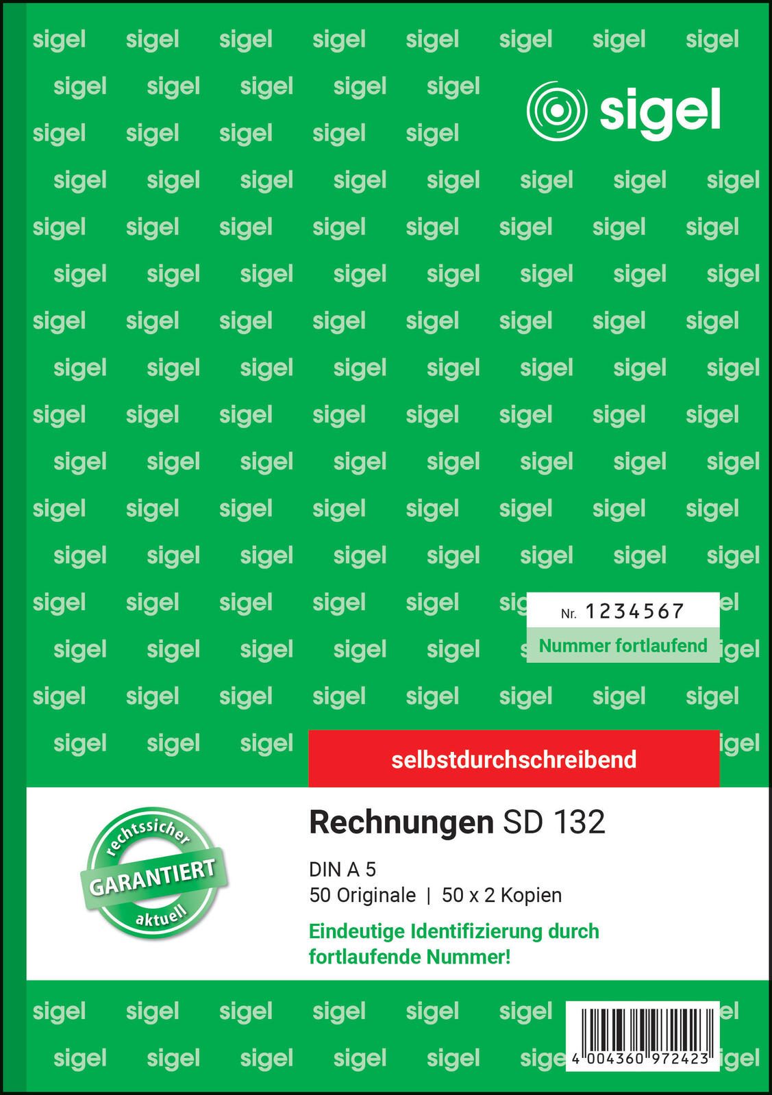 SIGEL Formularbuch Rechnung mit fortlaufenden Nummern DIN A5 3x 50 Seiten