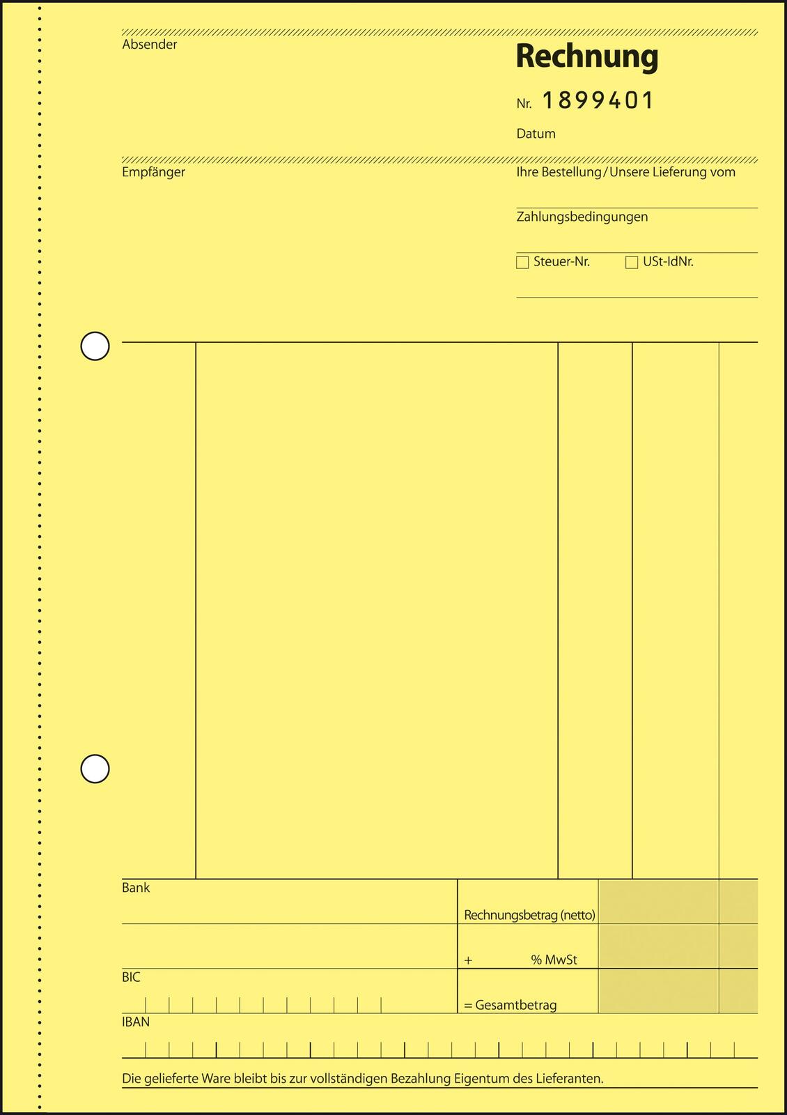 SIGEL Formularbuch Rechnung mit fortlaufenden Nummern DIN A5 3x 50 Seiten