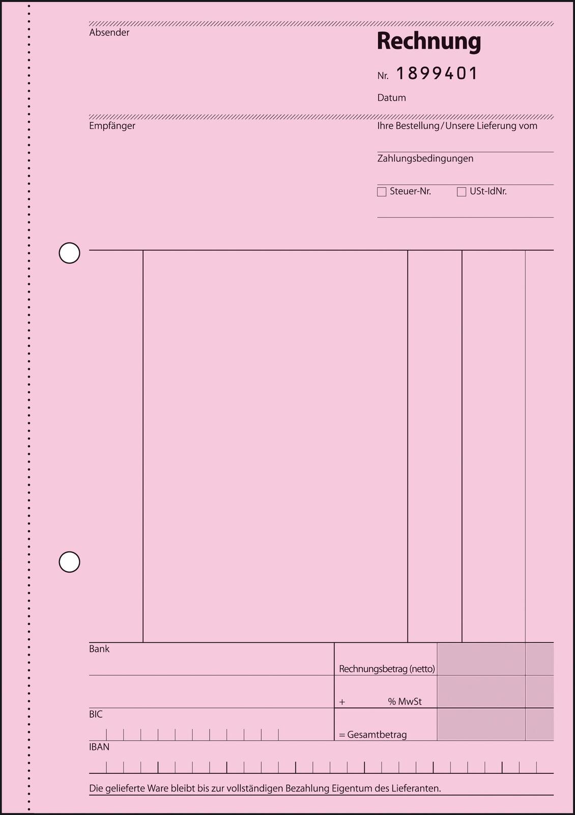 SIGEL Formularbuch Rechnung mit fortlaufenden Nummern DIN A5 3x 50 Seiten