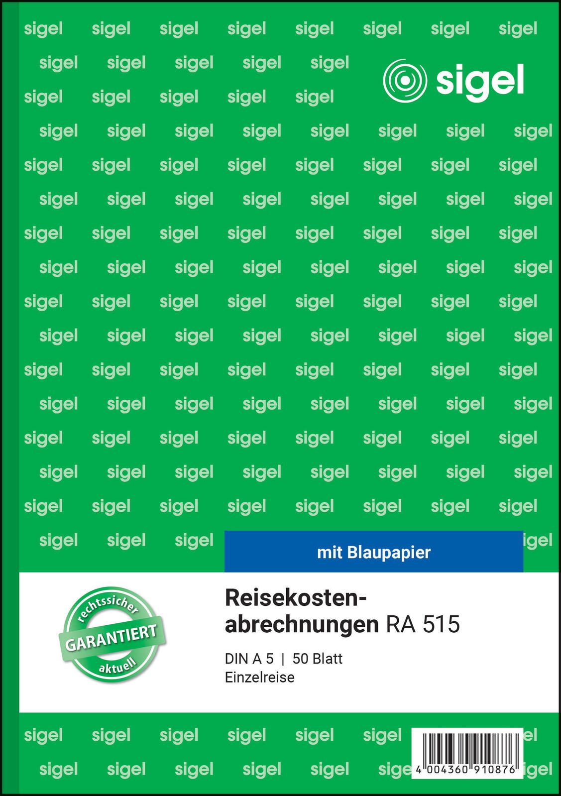 SIGEL Formularbuch Reisekostenabrechnung/Einzelreise DIN A5 1x 50 Seiten
