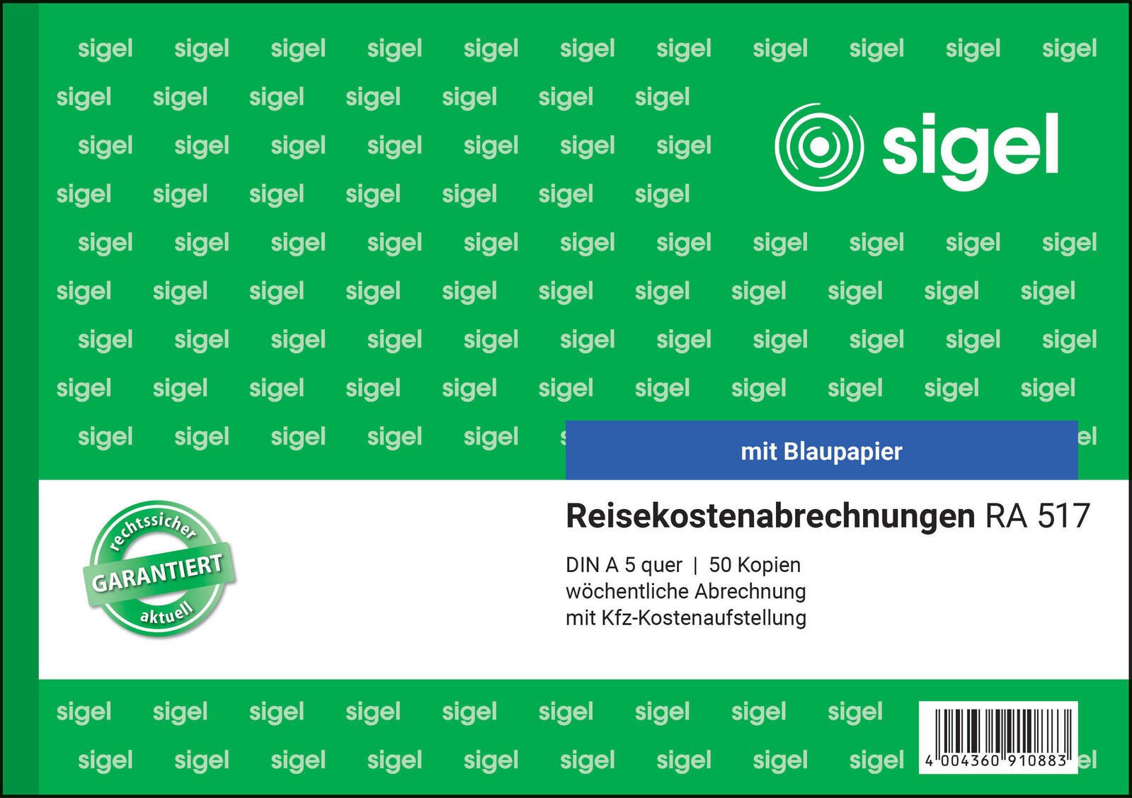 SIGEL Formularbuch Reisekostenabrechnung wöchentlich DIN A5 quer 1x 50 Seiten