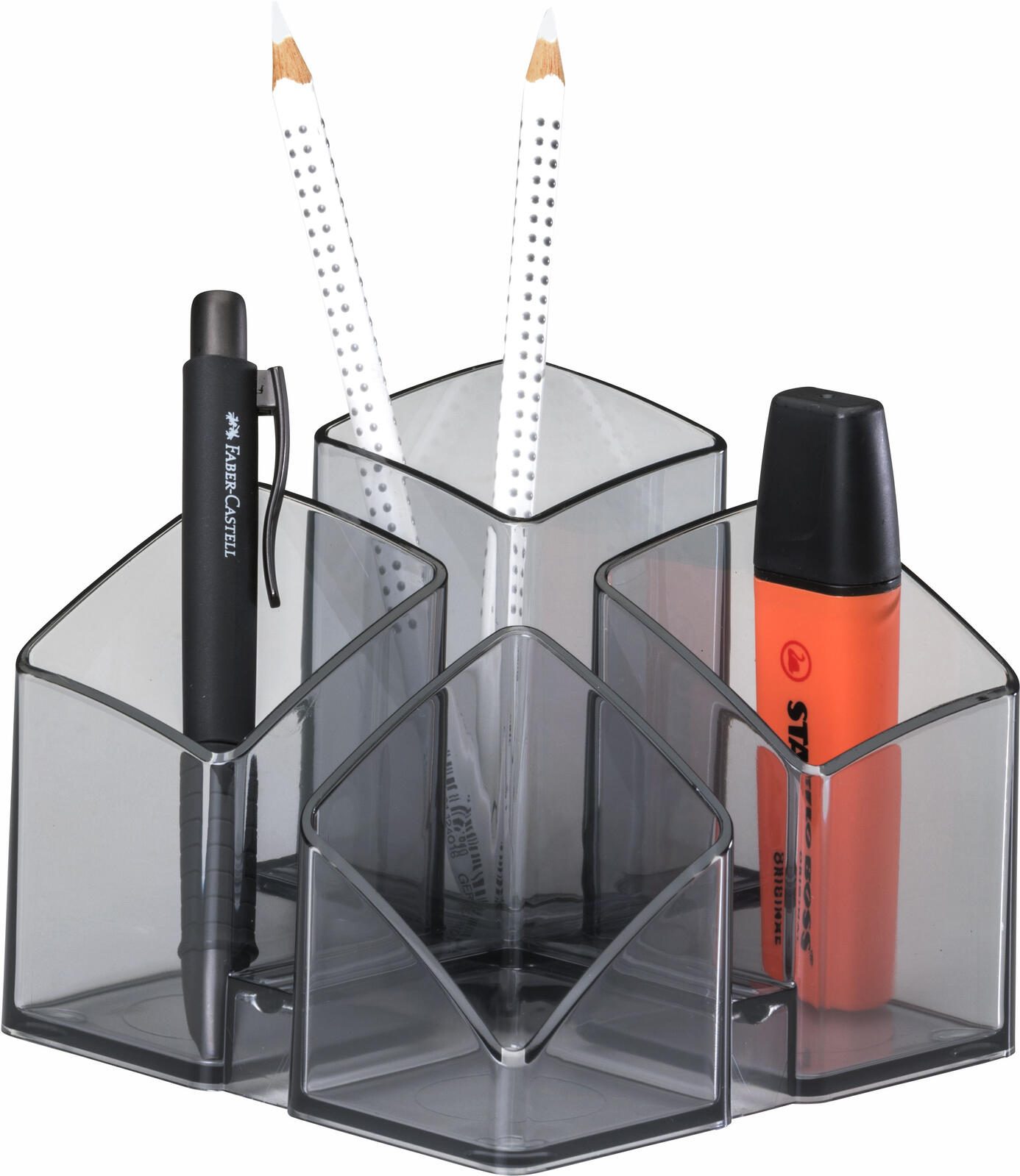 HAN SCALA Stiftehalter 12,5 x 12,5 x 10,0 cm grau-transparent