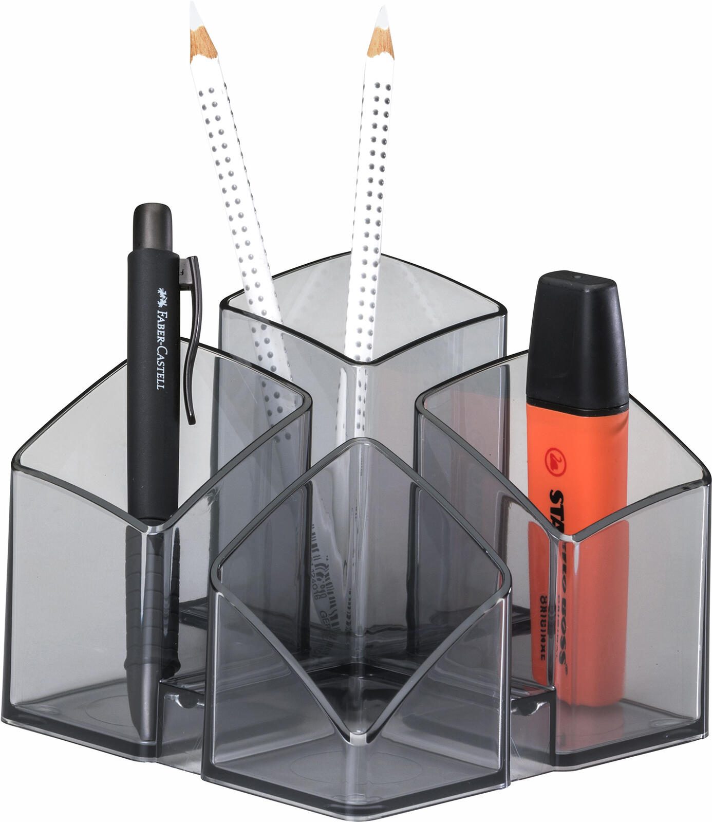 HAN SCALA Stiftehalter 12,5 x 12,5 x 10,0 cm grau-transparent