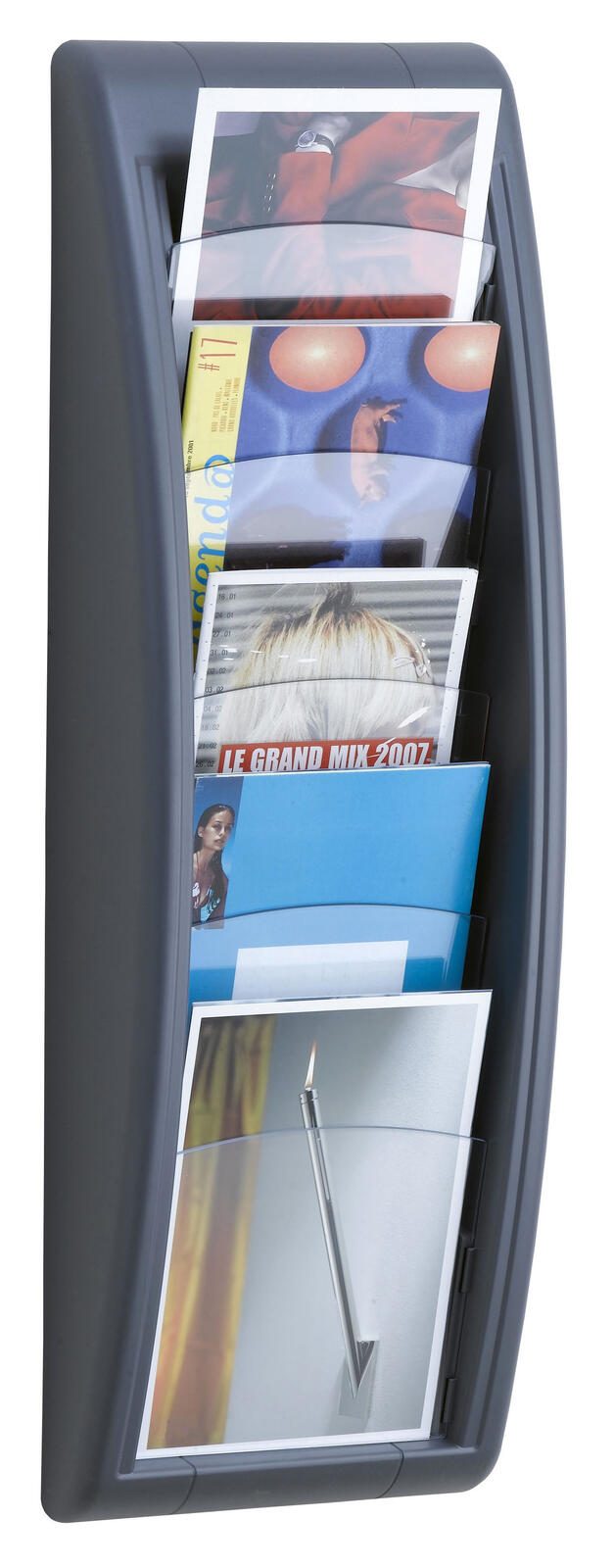 PAPERFLOW Kompakt Wandprospekthalter A5 5-Fach  anthrazit