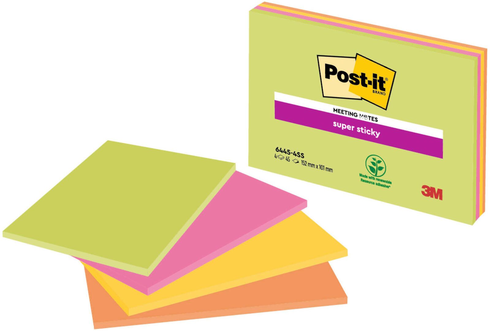 Post-it® Super Sticky Meeting Notes Haftnotizen 15,2 x 10,1 cm