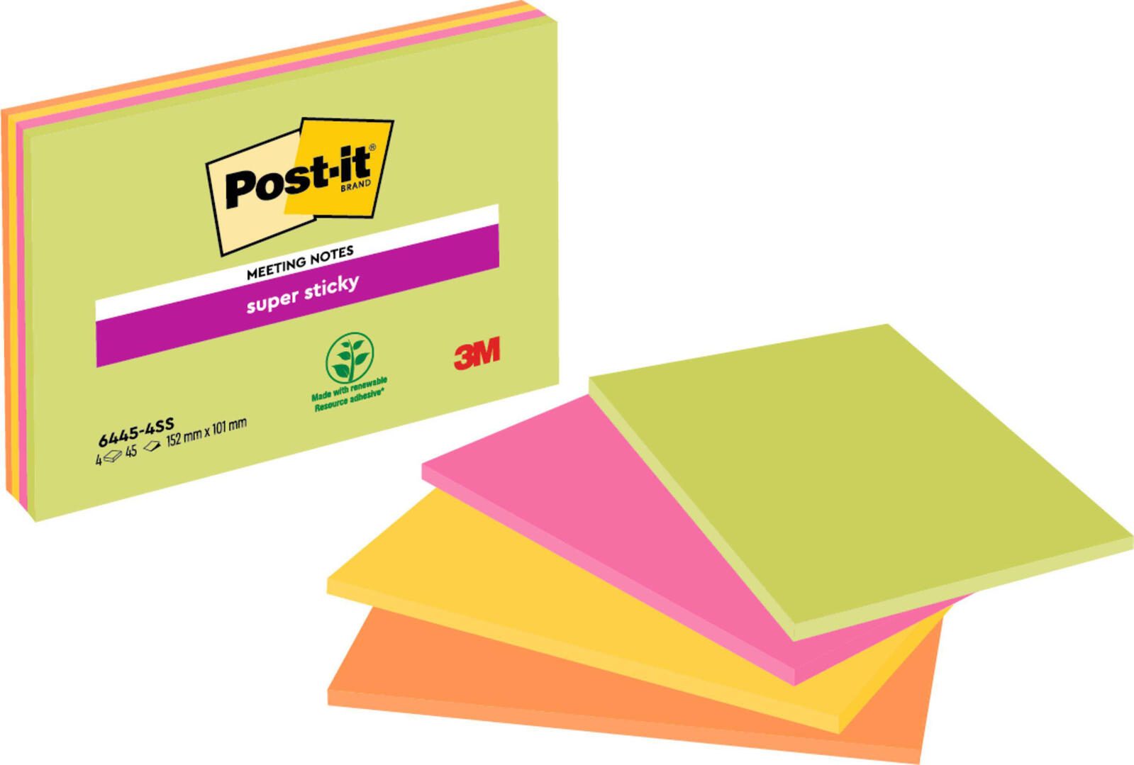 Post-it® Super Sticky Meeting Notes Haftnotizen 15,2 x 10,1 cm