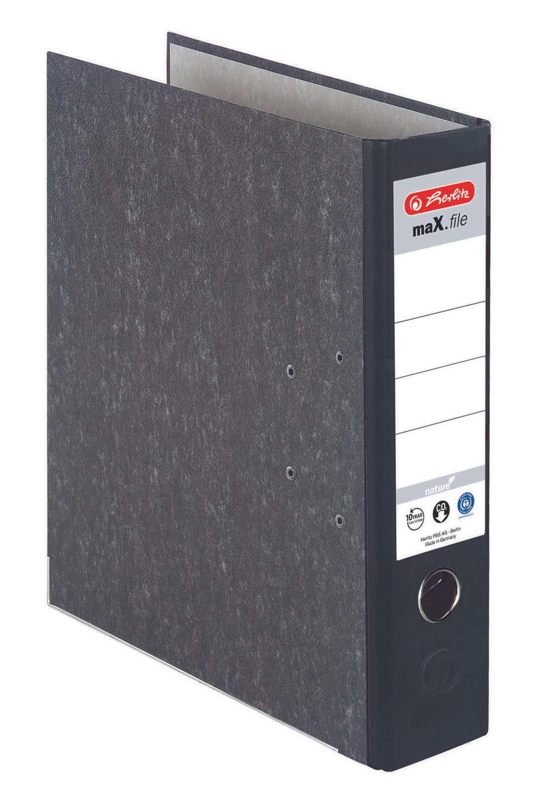 herlitz Ordner Rückenbreite 8 cm DIN A4 Karton schwarz marmoriert