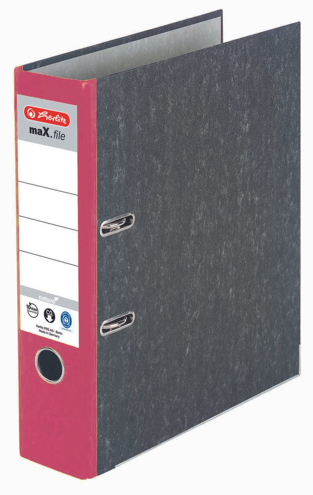 herlitz Ordner Rückenbreite 8 cm DIN A4 Karton rot marmoriert