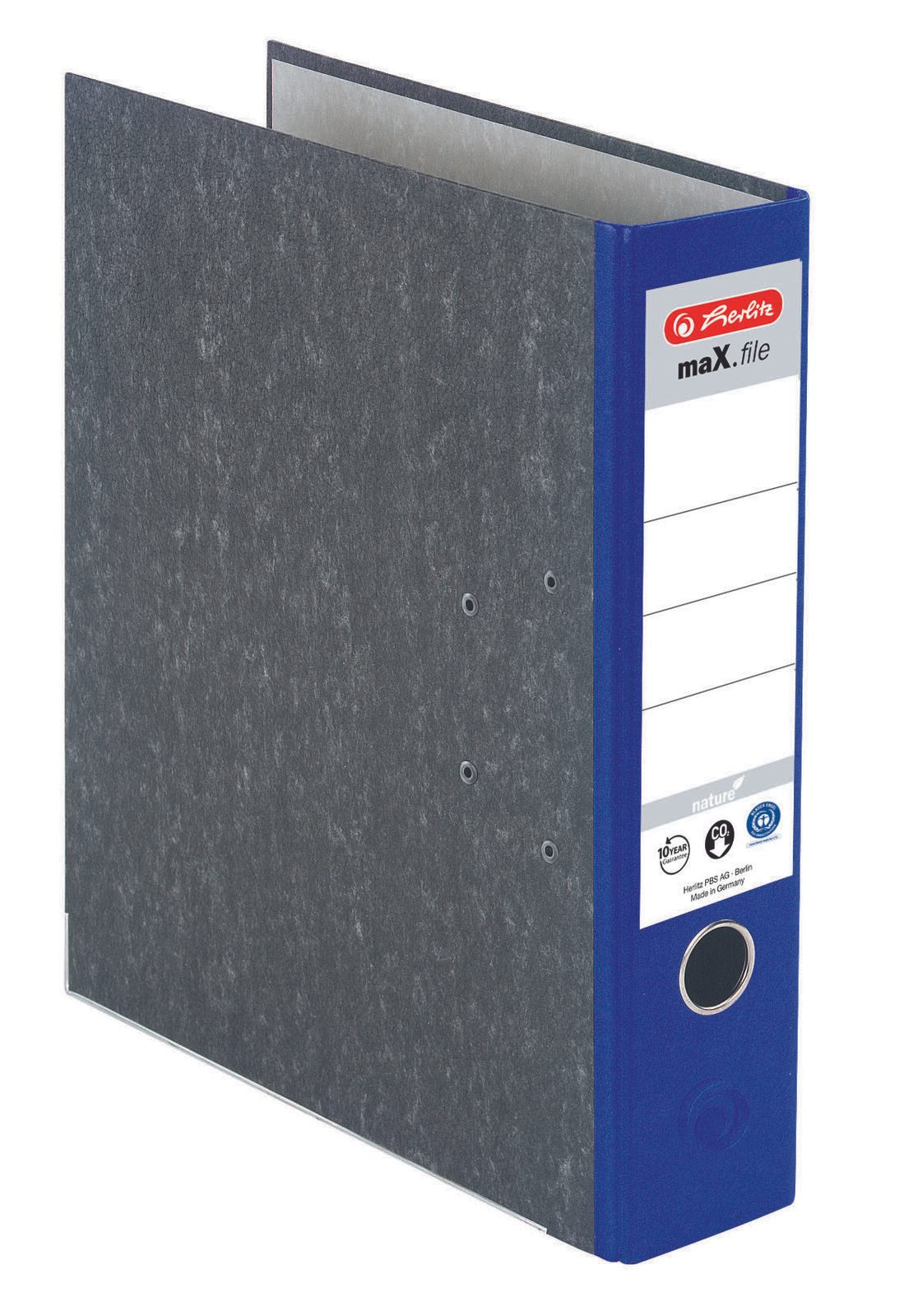 herlitz Ordner Rückenbreite 8 cm DIN A4 Karton blau marmoriert