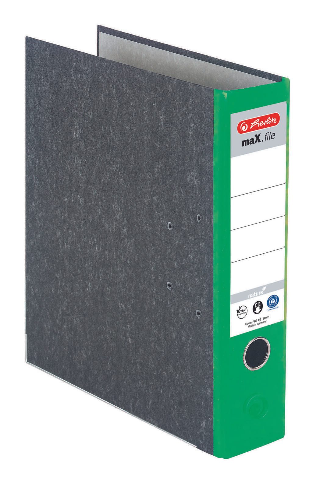 herlitz Ordner Rückenbreite 8 cm DIN A4 Karton grün marmoriert
