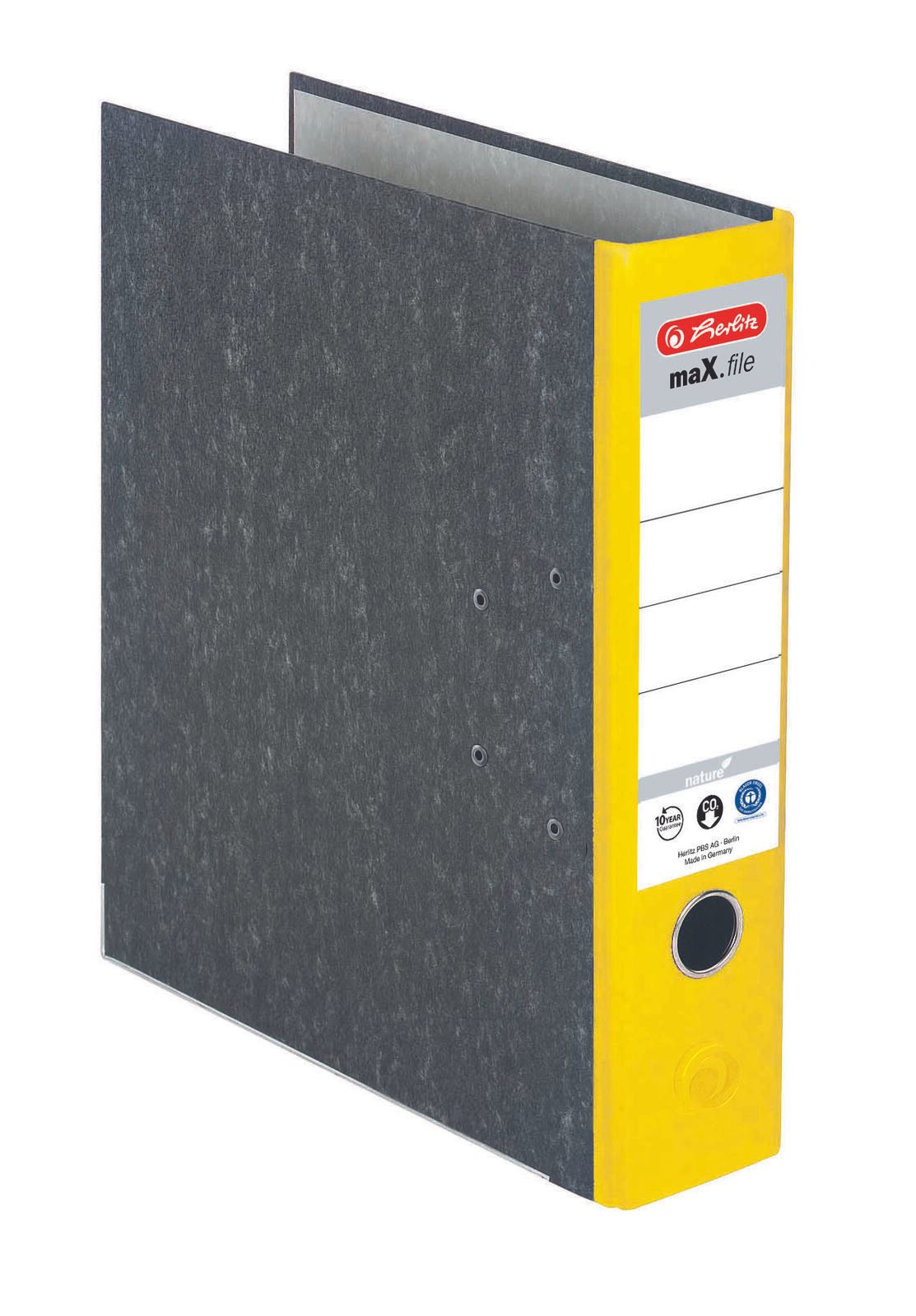 herlitz Ordner Rückenbreite 8 cm DIN A4 Karton gelb marmoriert