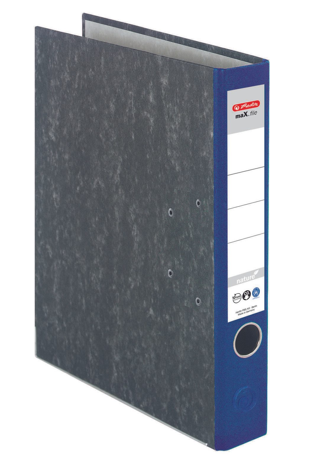 herlitz Ordner Rückenbreite 5 cm DIN A4 Karton blau marmoriert