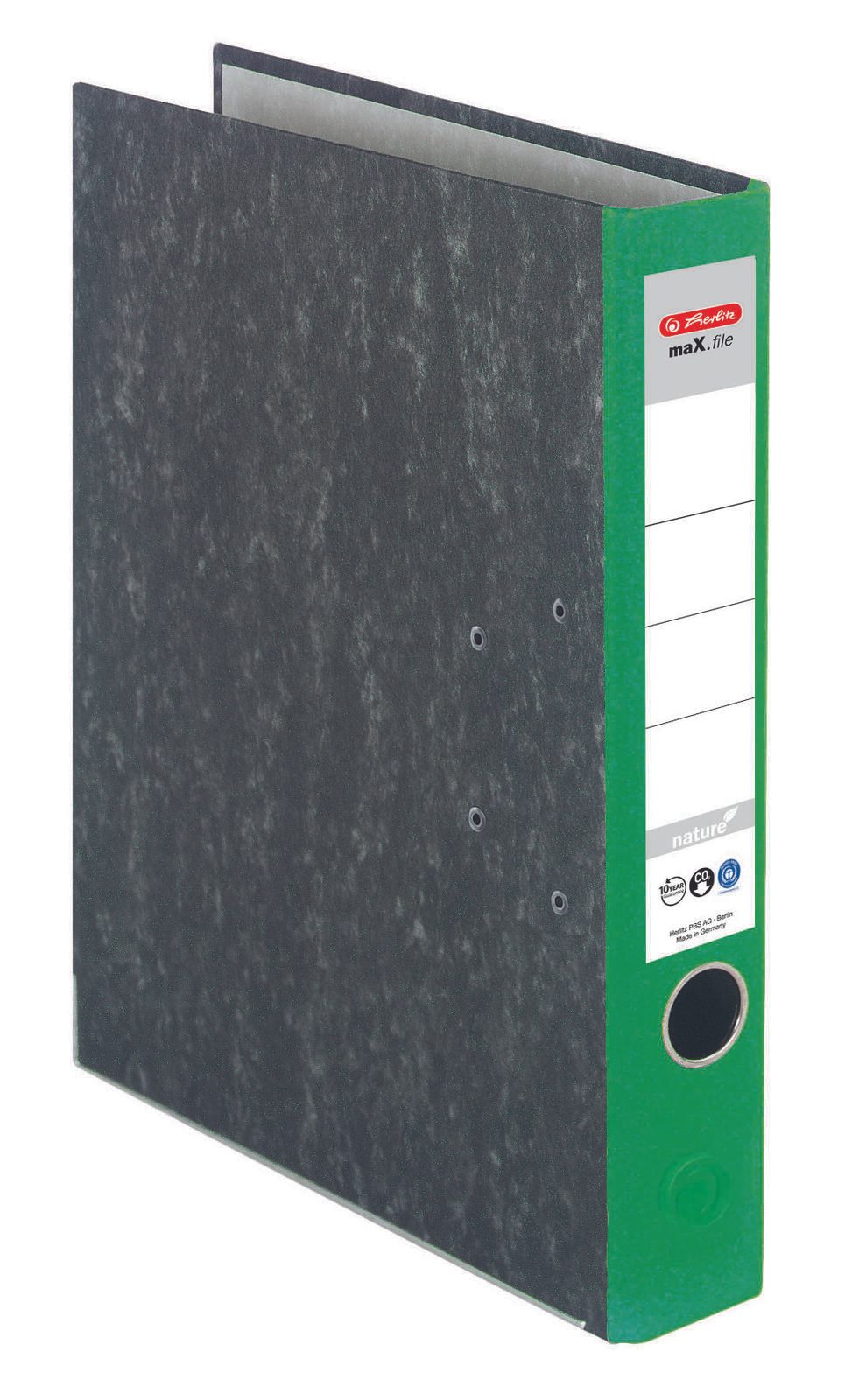herlitz Ordner Rückenbreite 5 cm DIN A4 Karton grün marmoriert