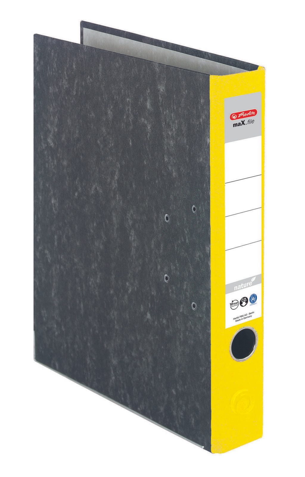 herlitz Ordner Rückenbreite 5 cm DIN A4 Karton gelb marmoriert