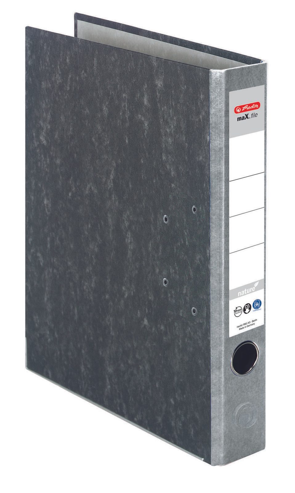 herlitz Ordner Rückenbreite 5 cm DIN A4 Karton grau marmoriert