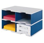 styro Styrodoc Jumbo Grundeinheit Sortierstation DIN C4 4 -Fach grau/blau