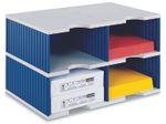 styro Styrodoc Jumbo Grundeinheit Sortierstation DIN C4 4 -Fach grau/blau