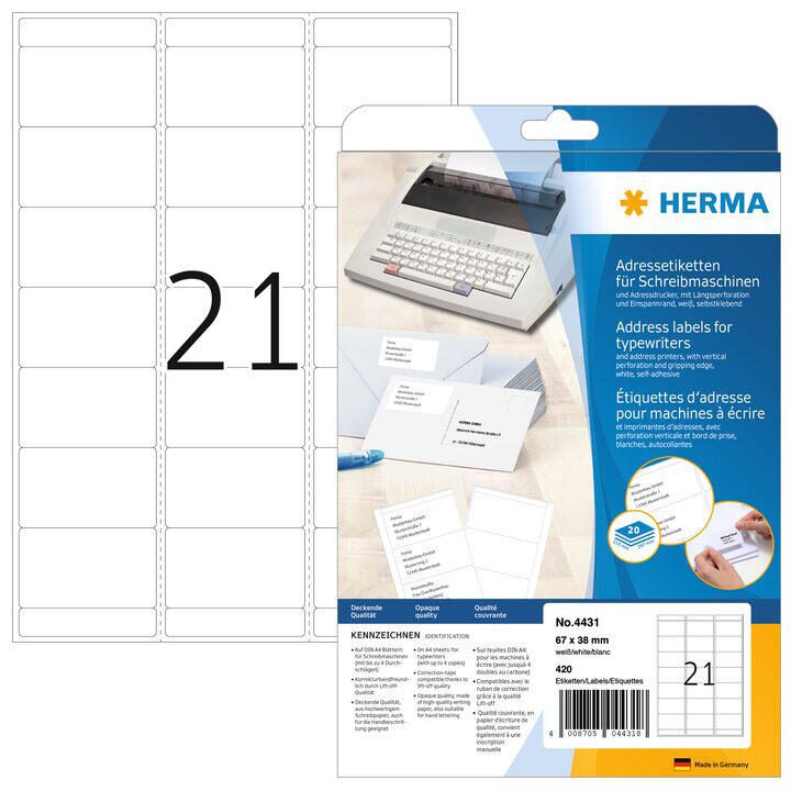 HERMA Adressetiketten 67,0 x 38,0 mm