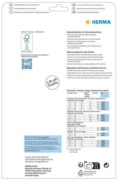 HERMA Adressetiketten 67,0 x 38,0 mm