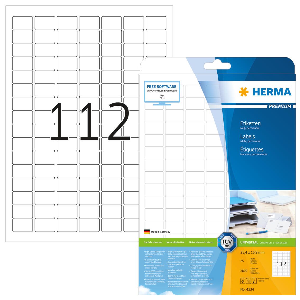 HERMA Etiketten 4334 weiß 25,4 x 16,9 mm