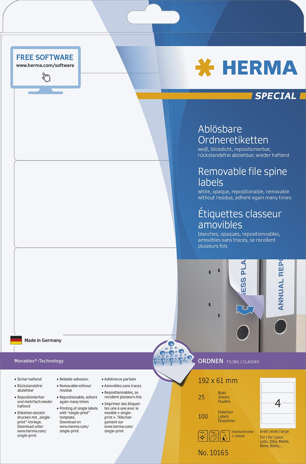HERMA Ordneretiketten 61,0 x 192,0 mm weiß