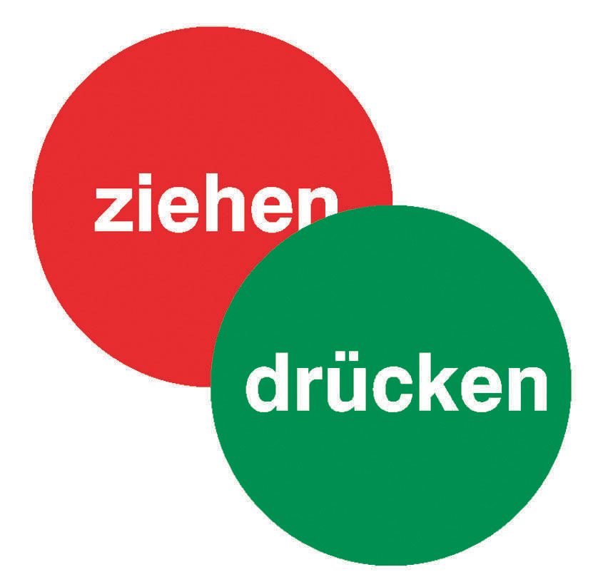 SafetyMarking® Hinweisaufkleber Drücken + Ziehen 10 cm