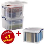 Really Useful Box Aufbewahrungsboxen 3x 35,0 l transparent 48,0 x 39,0 x 31,0 cm + GRATIS 1 St.