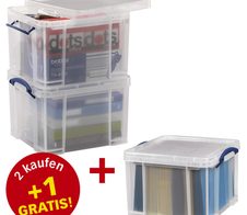 Really Useful Box Aufbewahrungsboxen 3x 35,0 l transparent 48,0 x 39,0 x 31,0 cm + GRATIS 1 St.