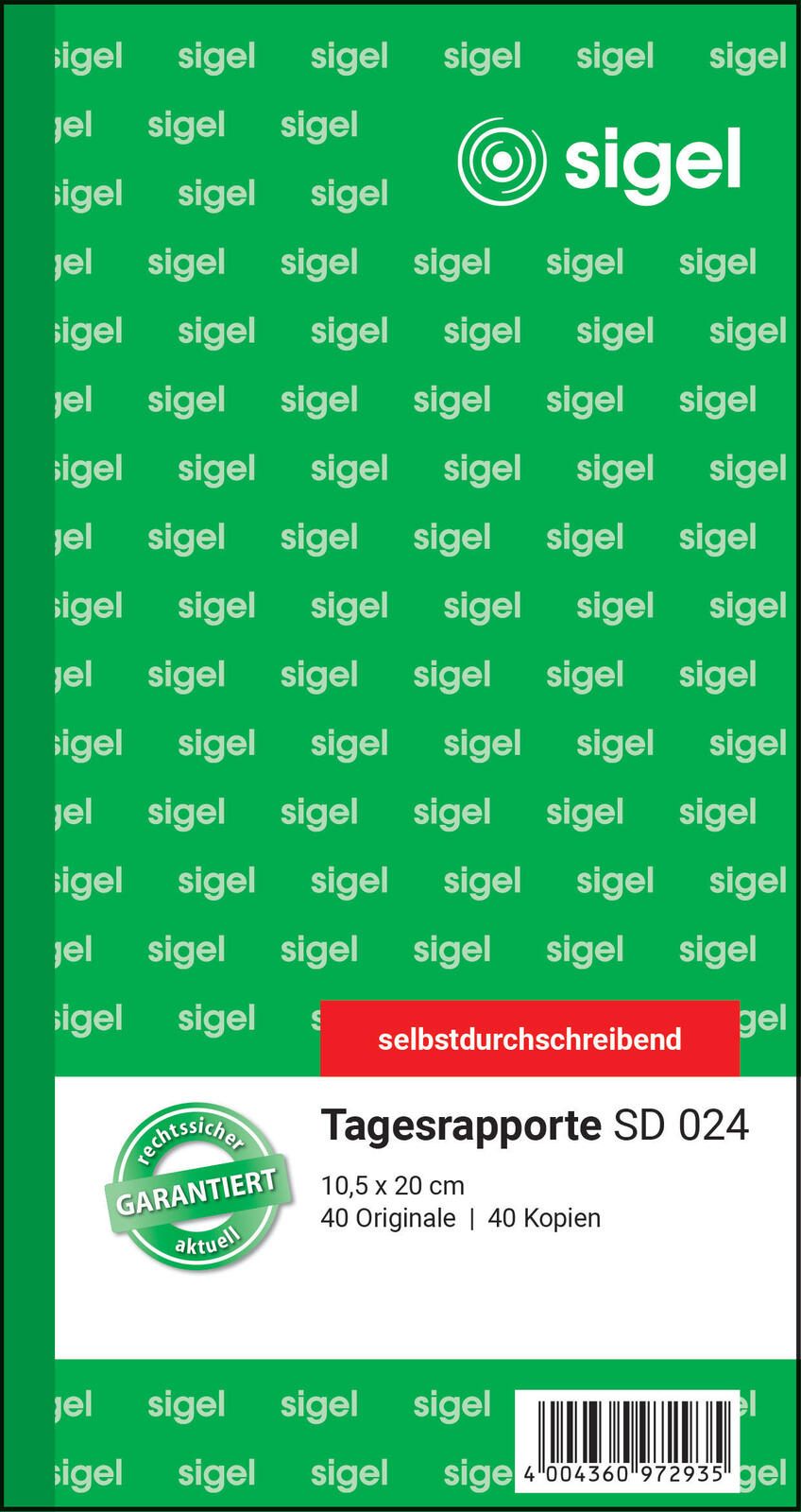 SIGEL Formularbuch Tagesrapport 10,5 x 20,0 cm 2x 40 Seiten