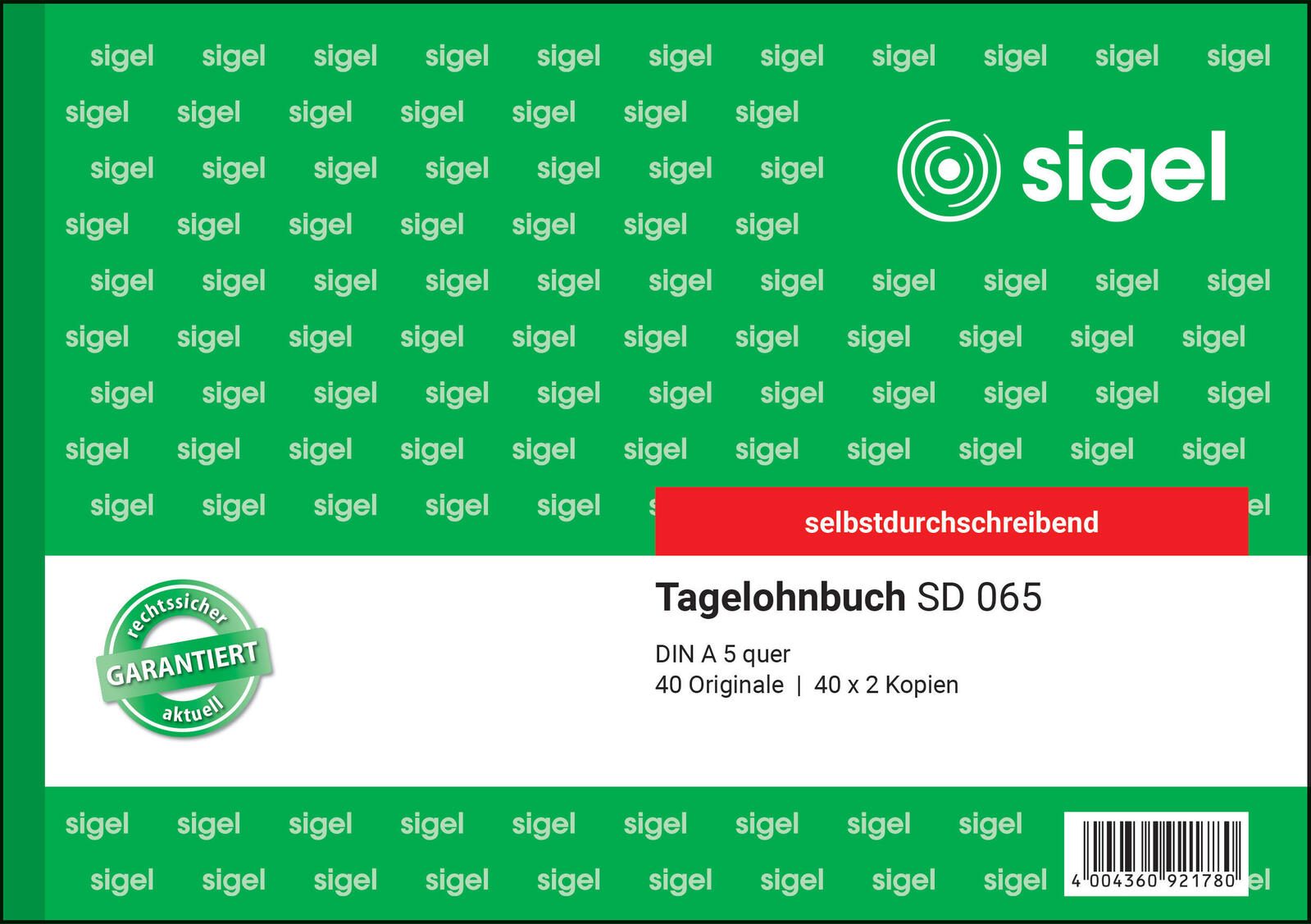 SIGEL Formularbuch Tagelohnbuch DIN A5 quer 3x 40 Seiten