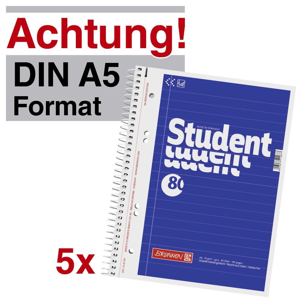 BRUNNEN Collegeblöcke DIN A5 liniert