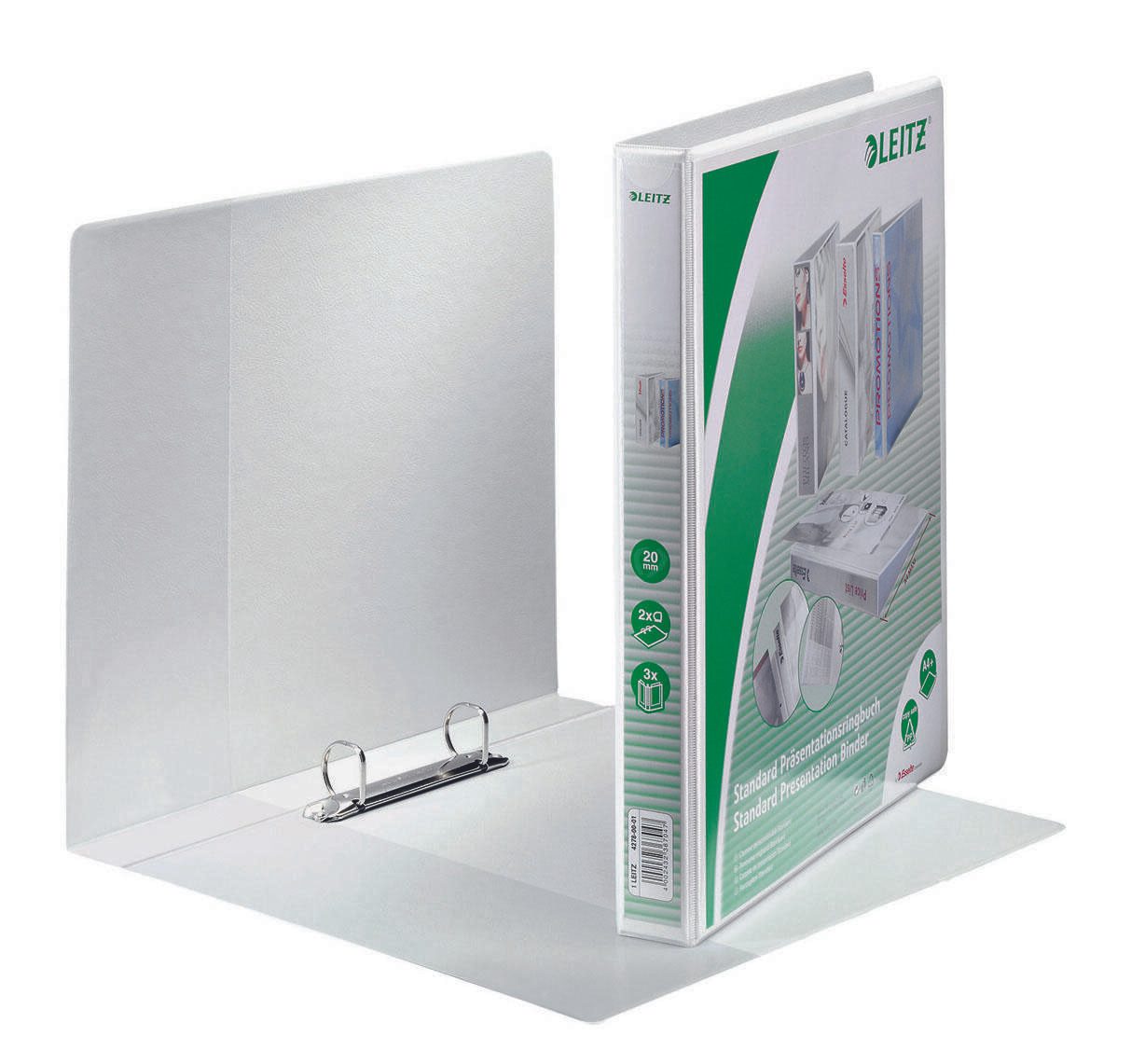 LEITZ Präsentationsringbücher 2-Ringe DIN A4 3.7 cm weiß