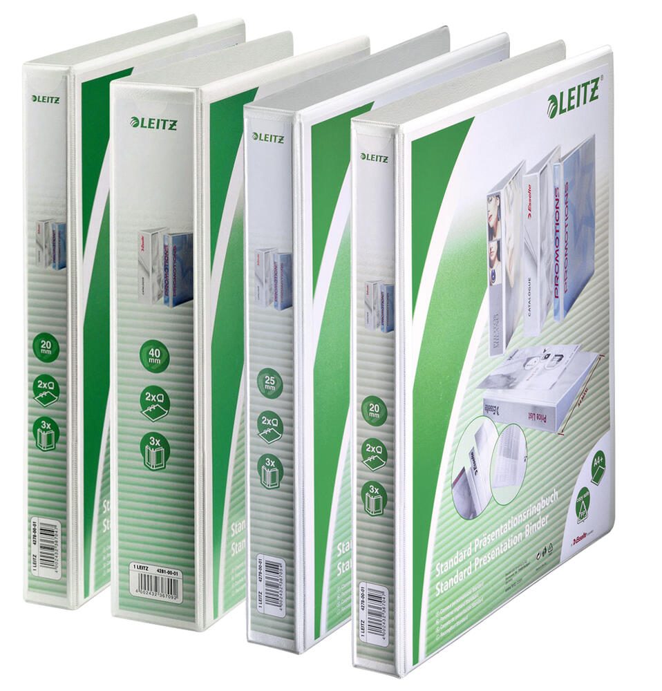LEITZ Präsentationsringbücher 2-Ringe DIN A4 4.4 cm weiß