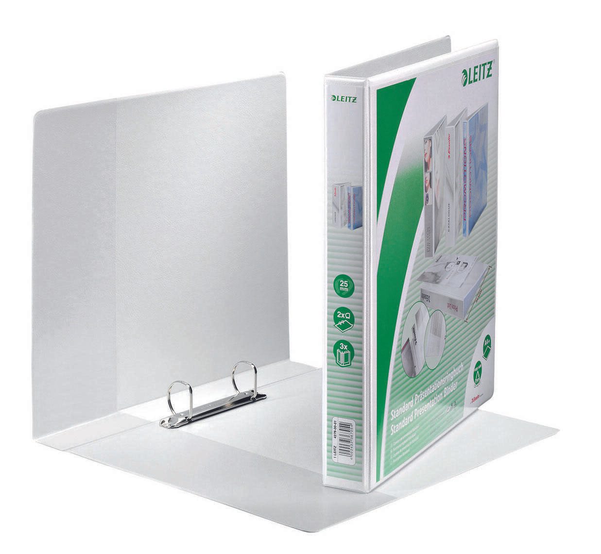 LEITZ Präsentationsringbücher 2-Ringe DIN A4 4.4 cm weiß