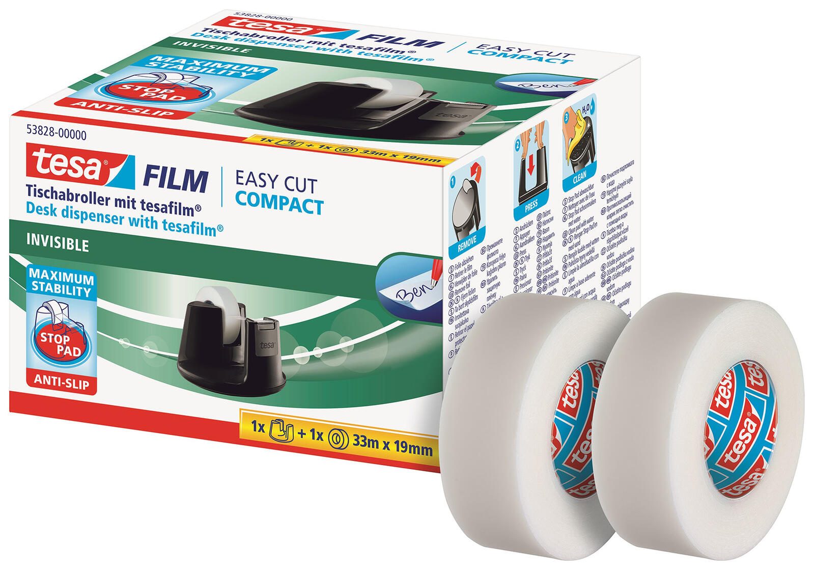 tesa Easy Cut Compact Tischabroller schwarz