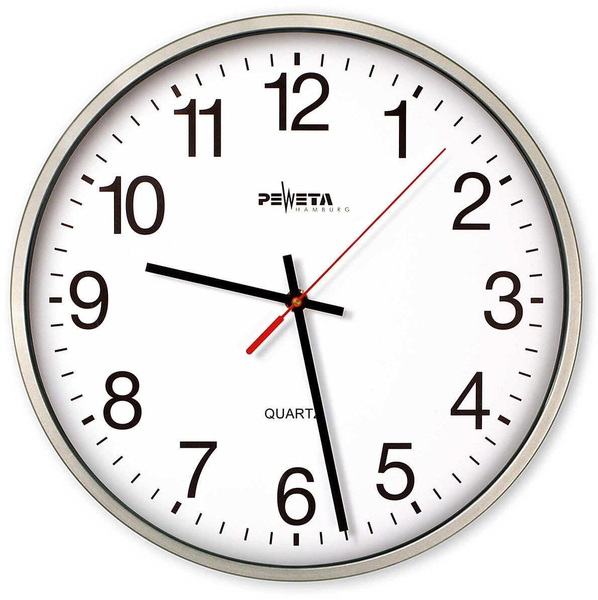 PEWETA Wanduhr Ø 25 cm silber