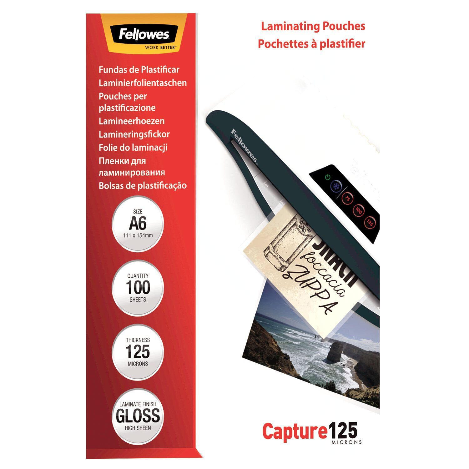 Fellowes Laminierfolien glänzend 125 mikron A6