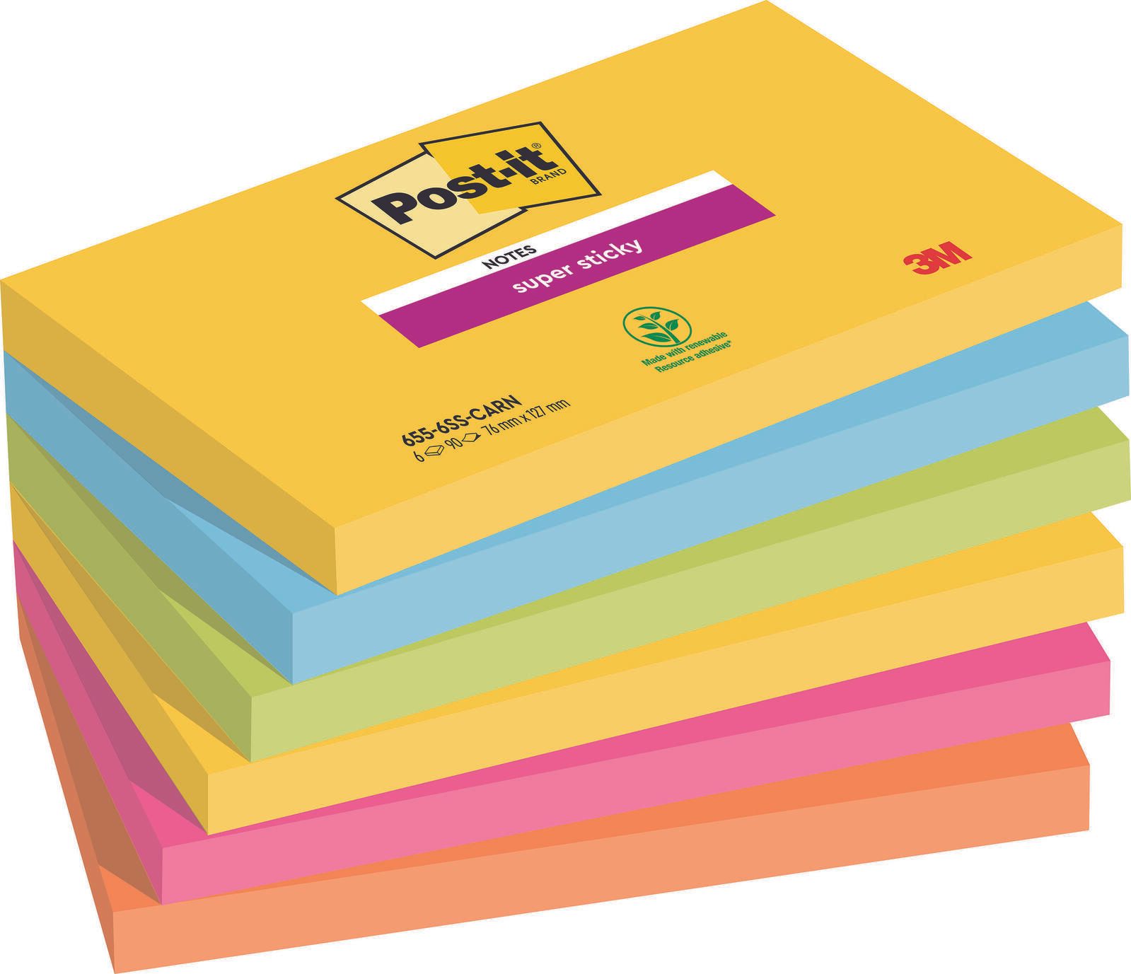 Post-it® Super Sticky Notes Carnival Haftnotizen 12,7 x 7,6 cm