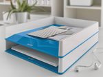 LEITZ Briefablage WOW Duo Colour DIN A4 perlweiß/blau