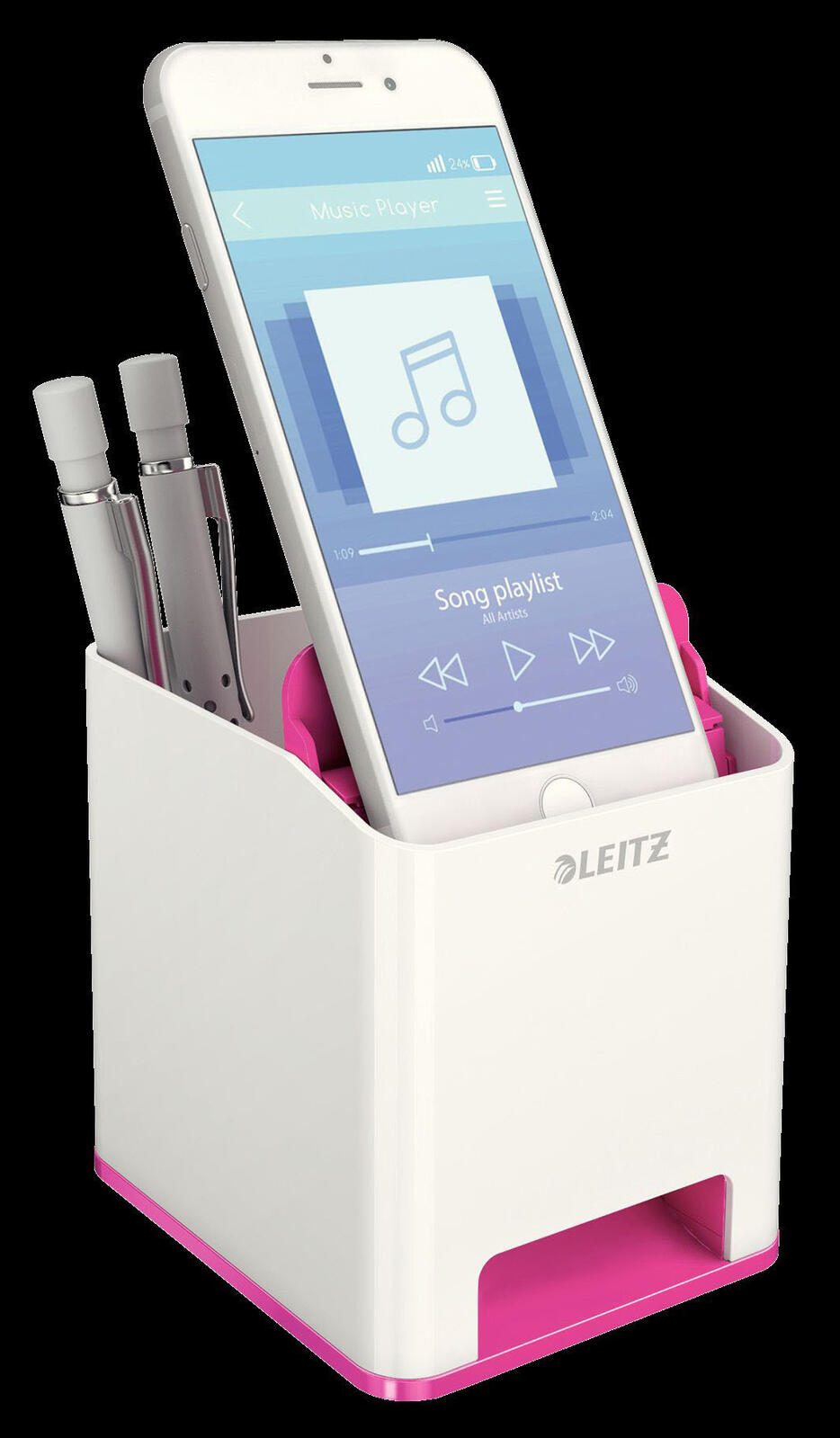 LEITZ WOW Duo Colour Stiftehalter 9,0 x 10,1 x 10,0 cm perlweiß/pink