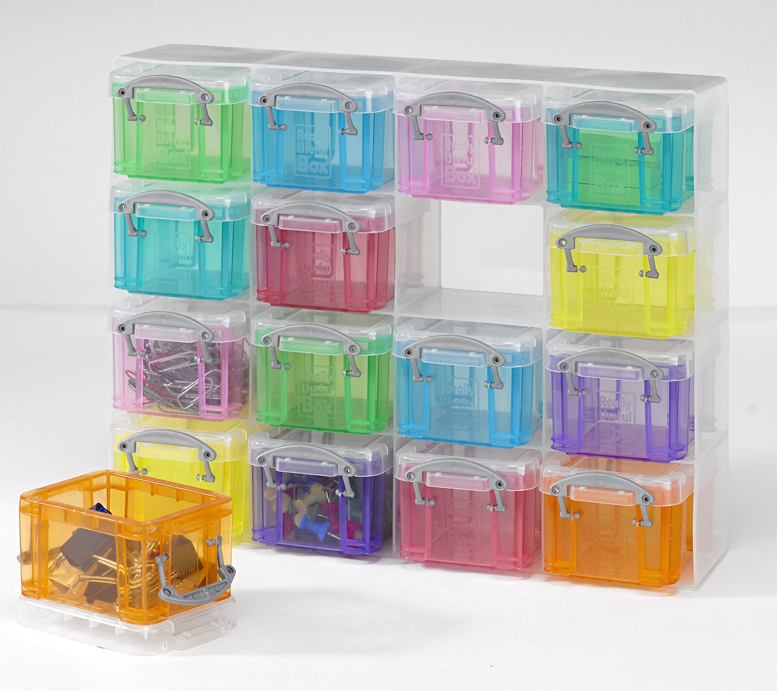 Really Useful Box Aufbewahrungsbox 16x 0,14 l - 28,0 x 8,5 x 22,5 cm transparent, bunt