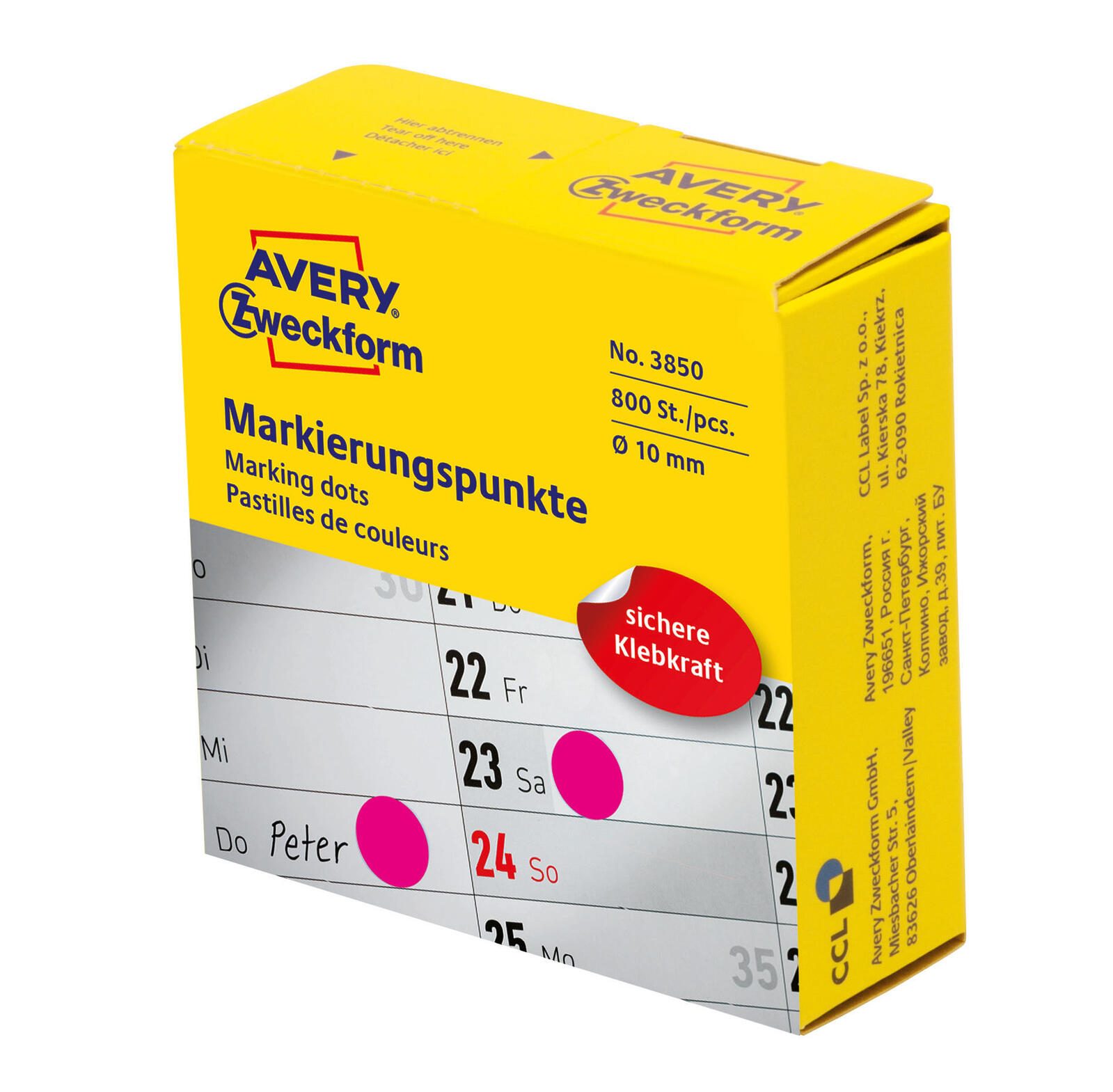 AVERY Zweckform Klebepunkte Ø 10,0 mm magenta