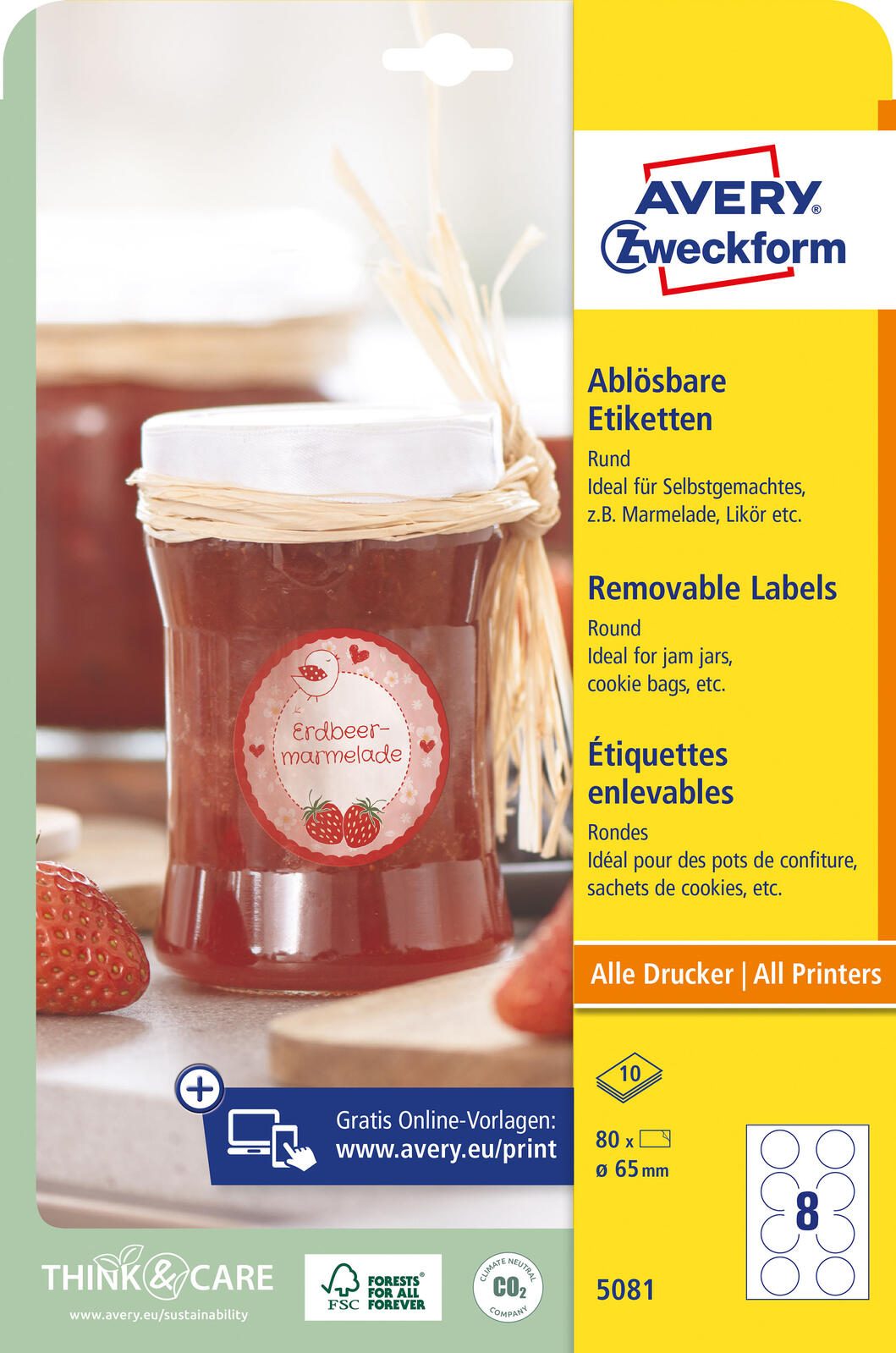 AVERY Zweckform Etiketten 5081 weiß 65,0 x 65,0 mm