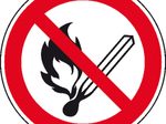 SafetyMarking® Verbotsaufkleber Keine offene Flamme, Feuer, offene Zündquelle und Rauchen verboten 20 cm