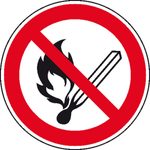SafetyMarking® Verbotsaufkleber Keine offene Flamme, Feuer, offene Zündquelle und Rauchen verboten 20 cm