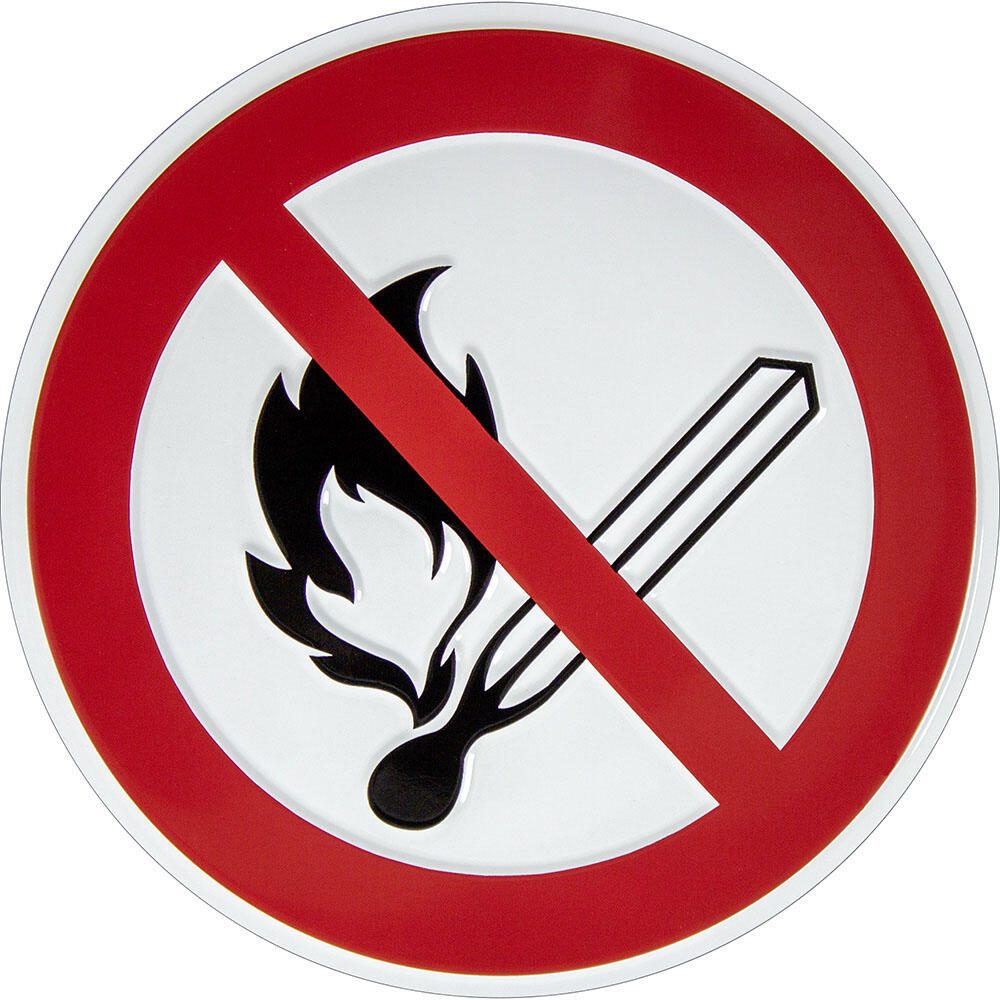 SafetyMarking® Verbotsaufkleber Keine offene Flamme, Feuer, offene Zündquelle und Rauchen verboten 20 cm