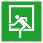 SafetyMarking® Rettungszeichen-Aufkleber Notausstieg 15 cm x 15 cm