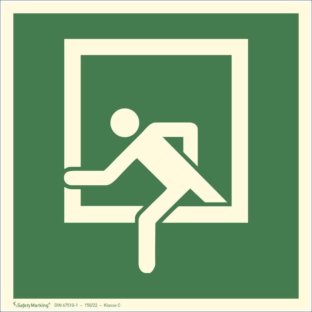 SafetyMarking® Rettungszeichen-Aufkleber Notausstieg 15 cm x 15 cm