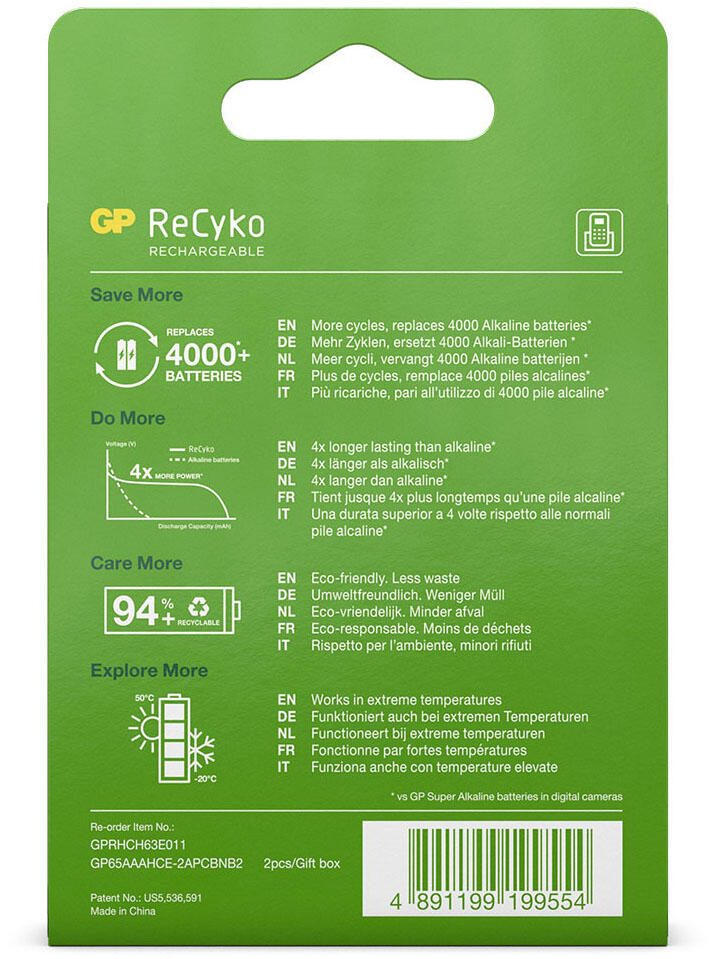 GP Akkus ReCyko+ Micro AAA 1.2 V